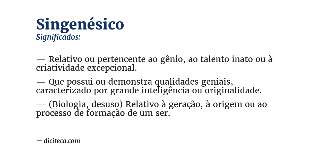 Significado de singenésico