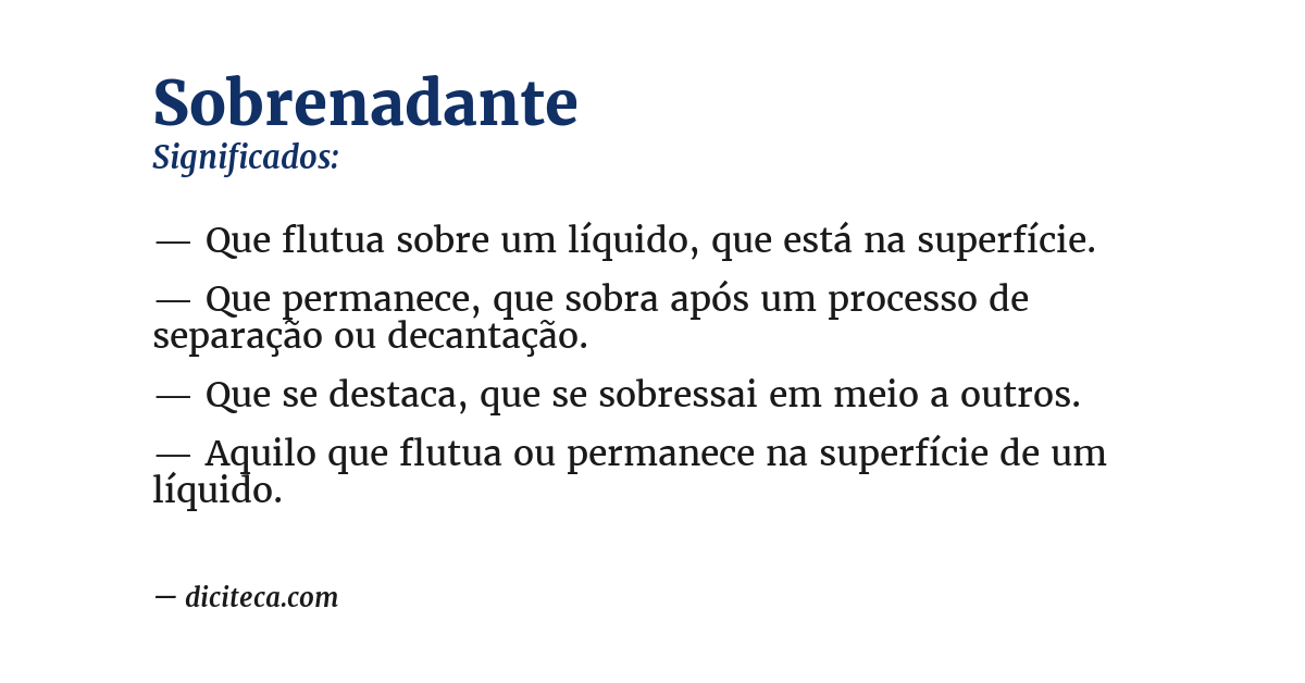Significado de sobrenadante