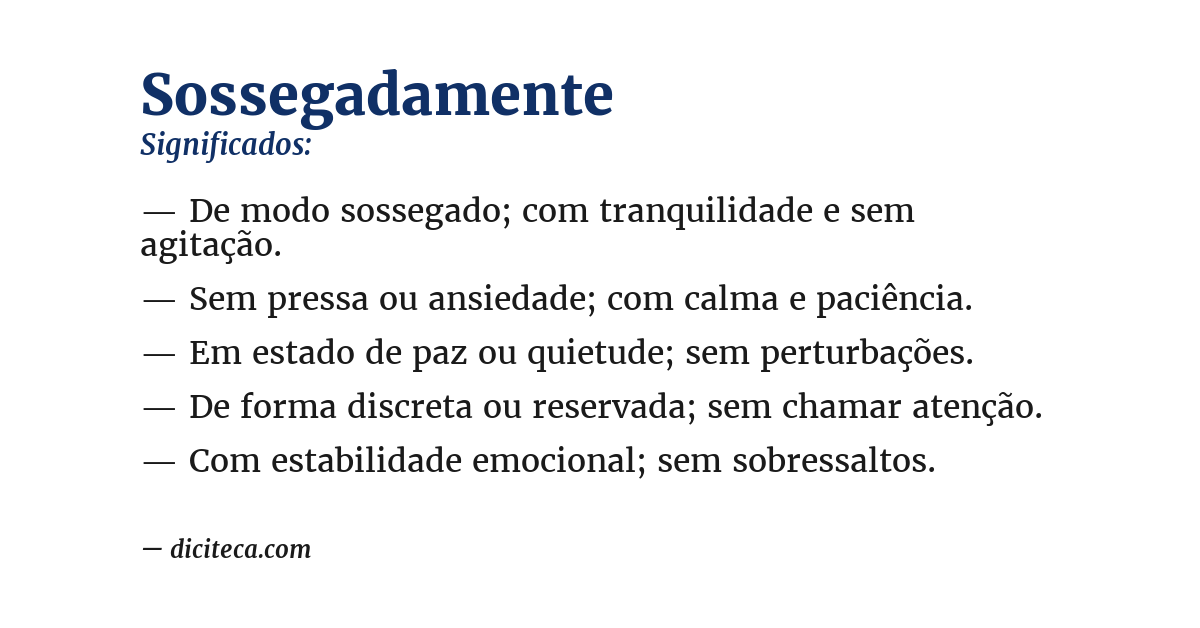 Significado de sossegadamente
