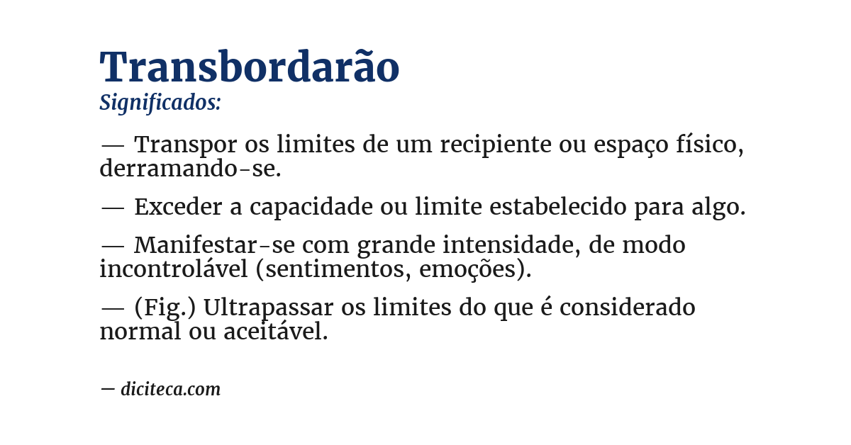 Significado de transbordarão