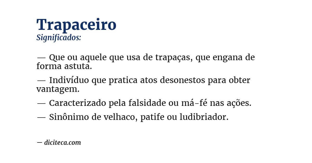Significado de trapaceiro
