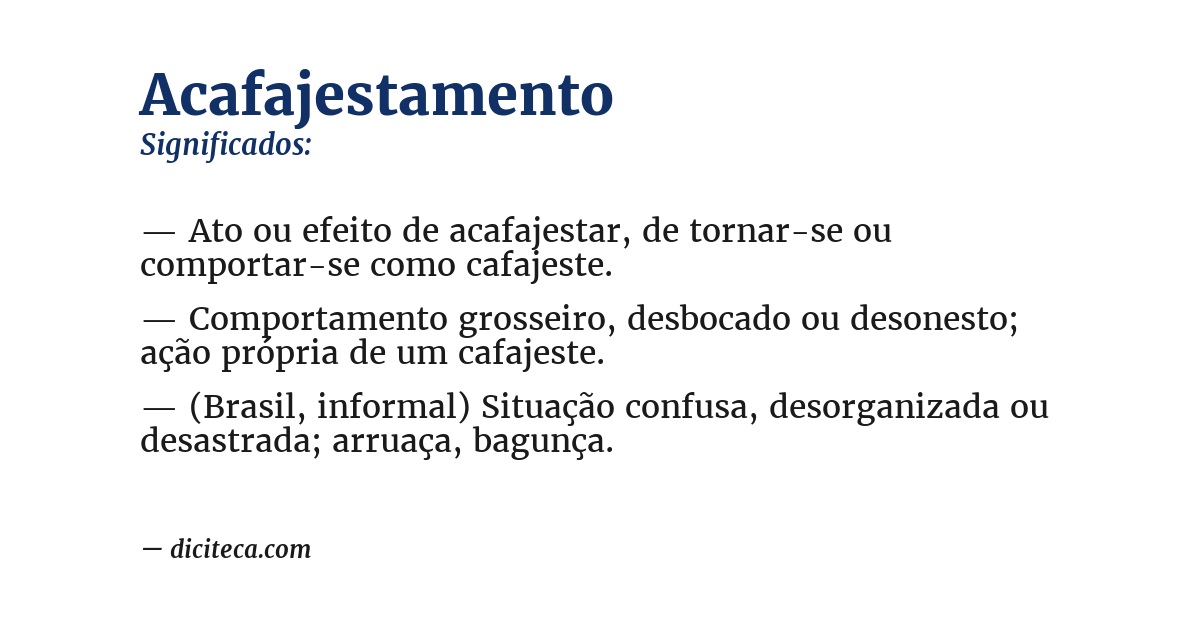 Significado de acafajestamento