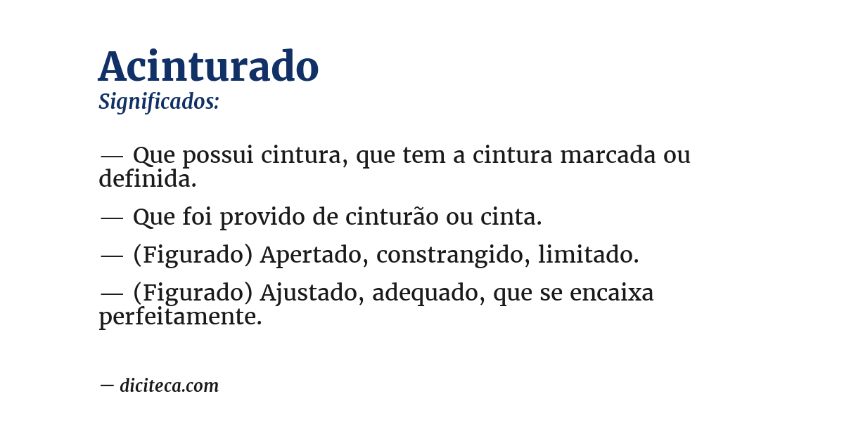 Significado de acinturado
