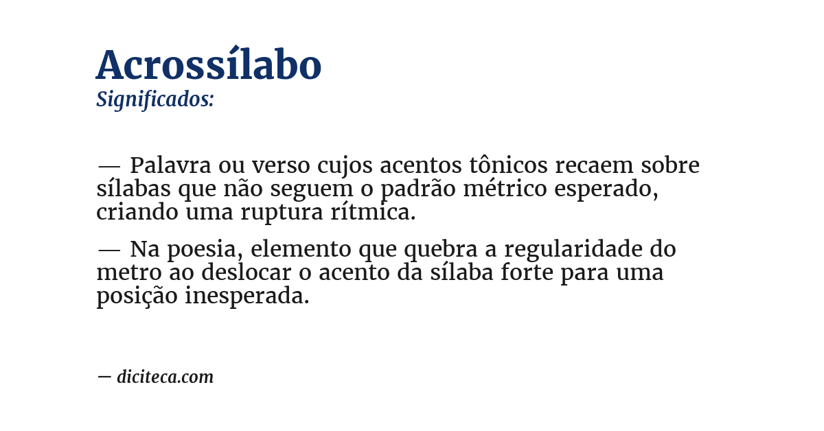 Significado de acrossílabo