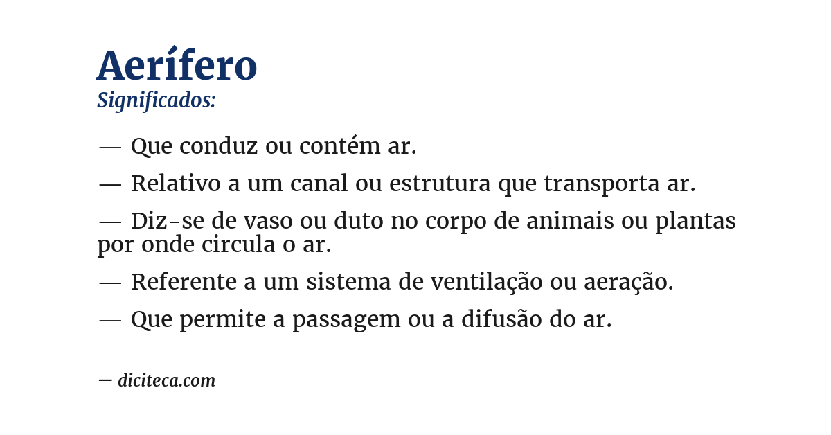 Significado de aerífero