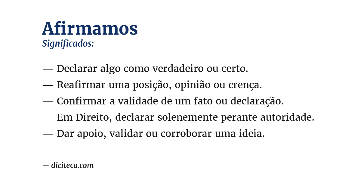 Significado de afirmamos