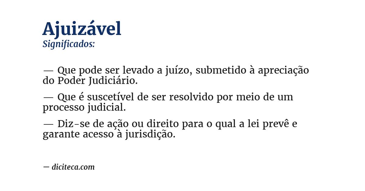 Significado de ajuizável