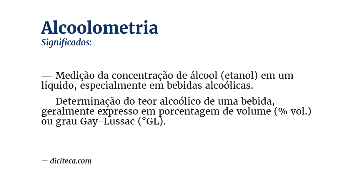 Significado de alcoolometria