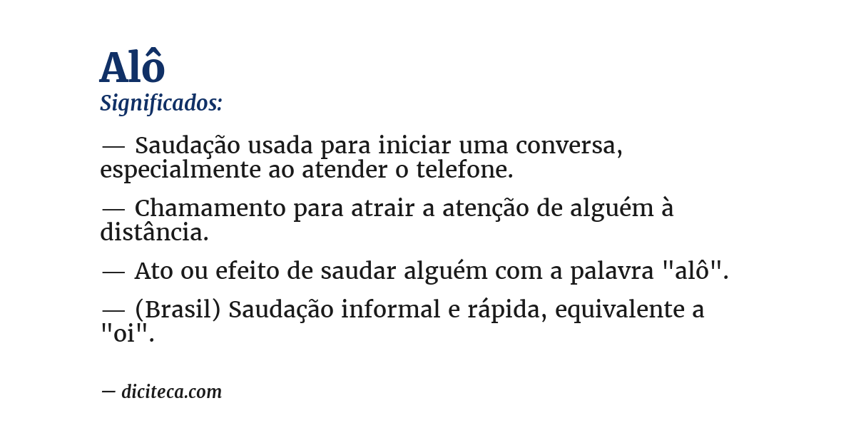 Significado de alô