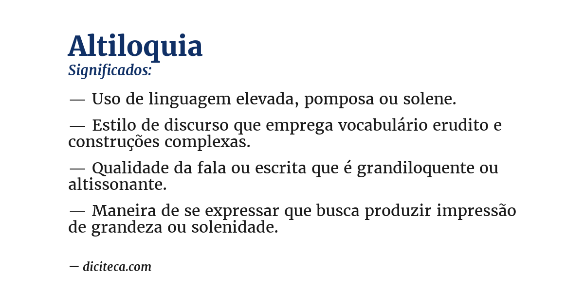 Significado de altiloquia
