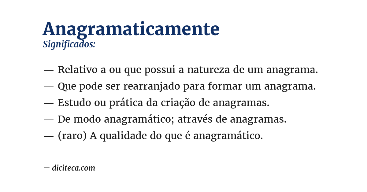 Significado de anagramaticamente