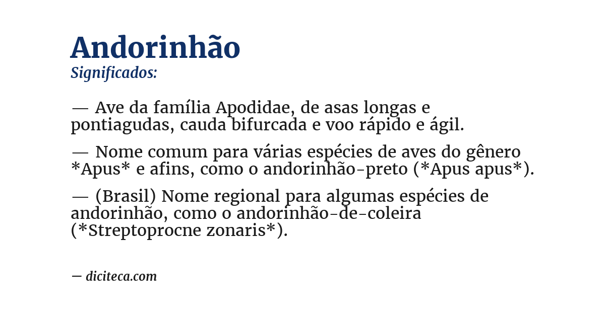 Significado de andorinhão