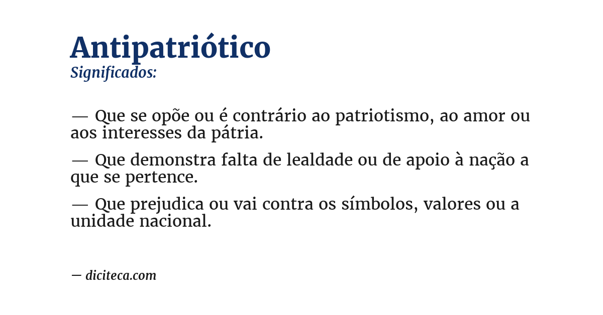 Significado de antipatriótico
