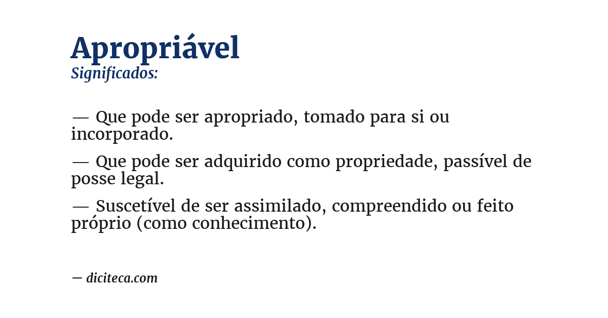 Significado de apropriável