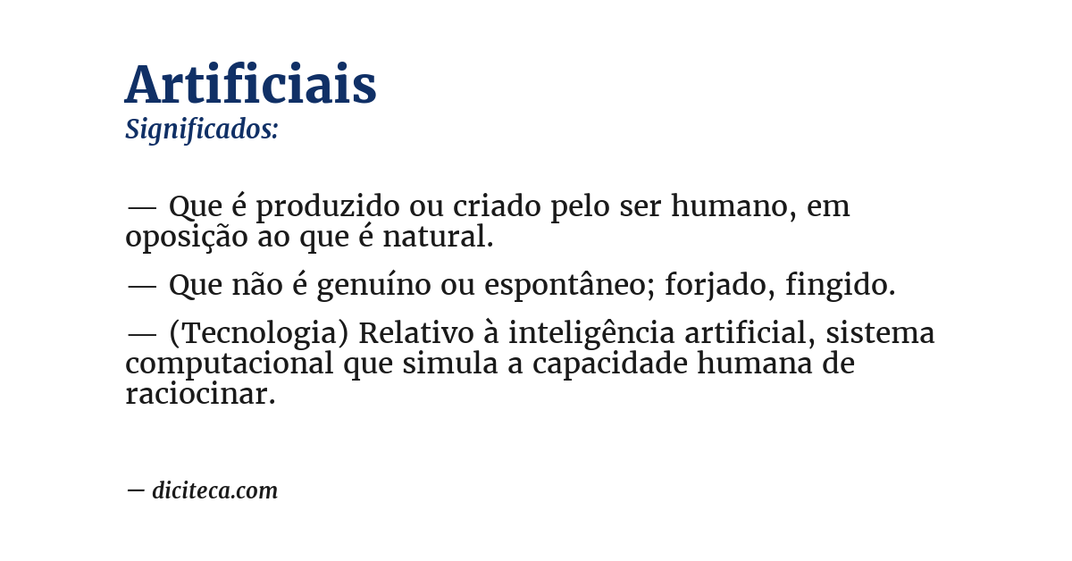 Significado de artificiais