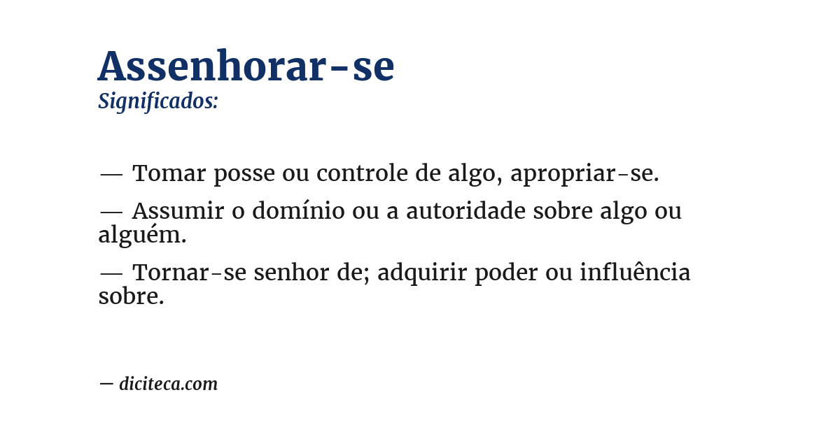 Significado de assenhorar-se