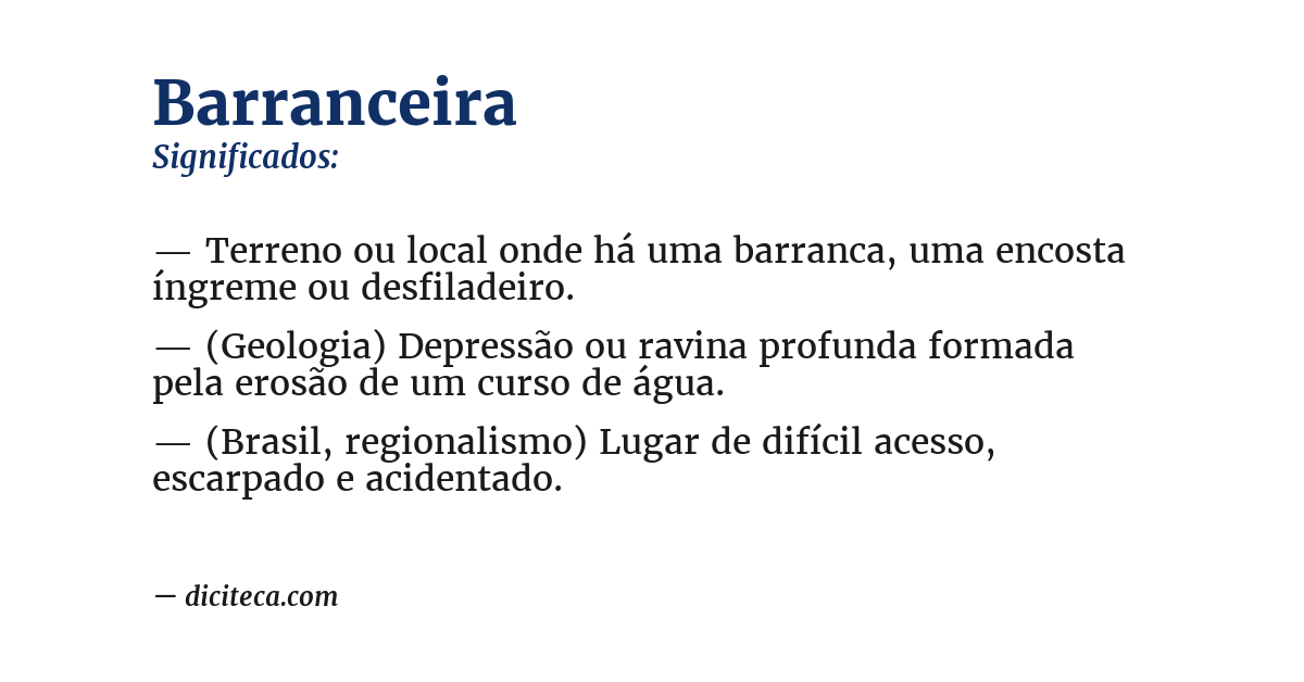 Significado de barranceira