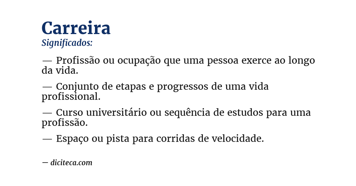Significado de carreira