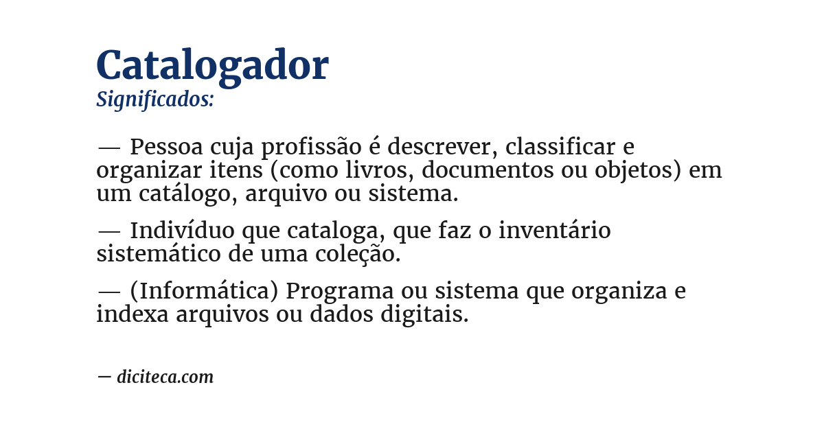 Significado de catalogador