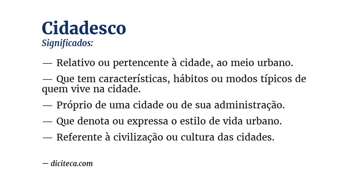Significado de cidadesco