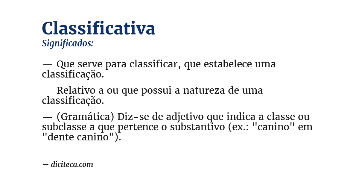 Significado de classificativa