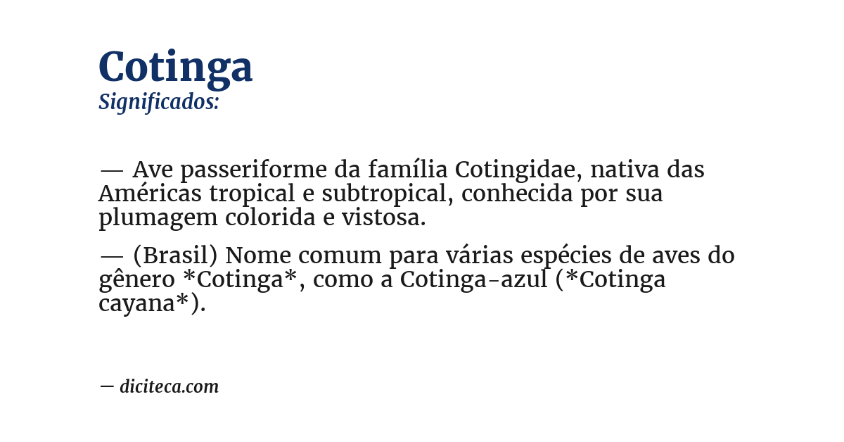 Significado de cotinga