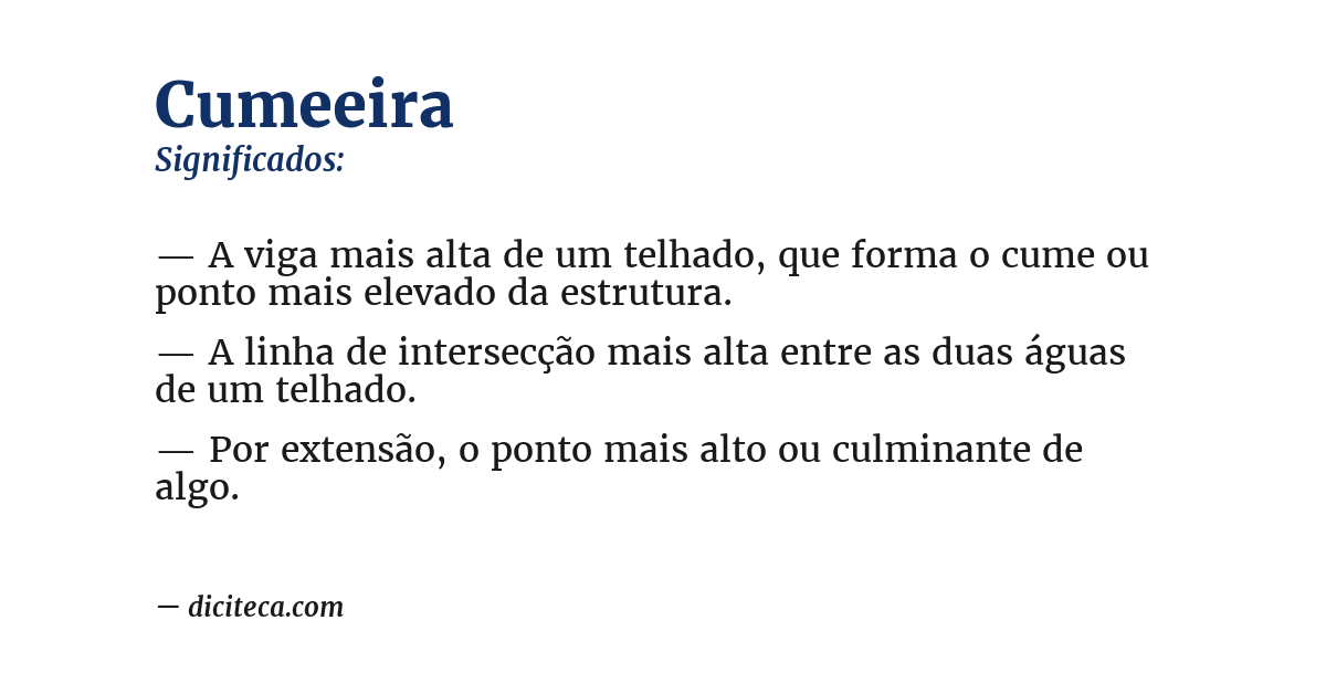 Significado de cumeeira