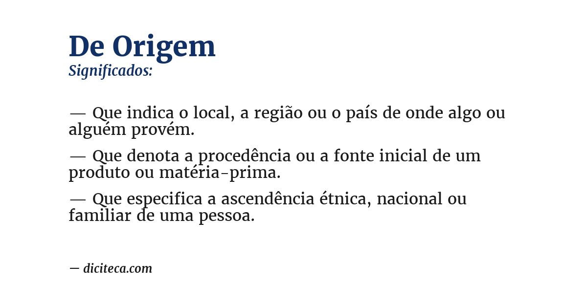 Significado de de origem