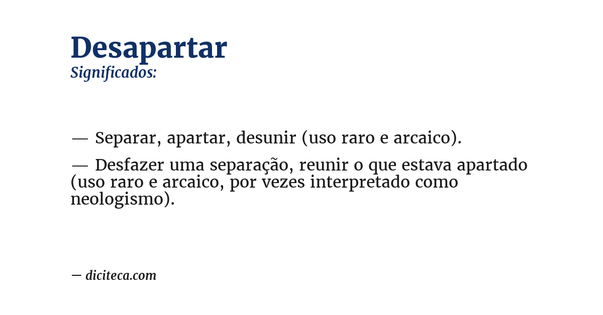 Significado de desapartar