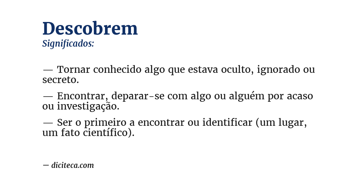 Significado de descobrem