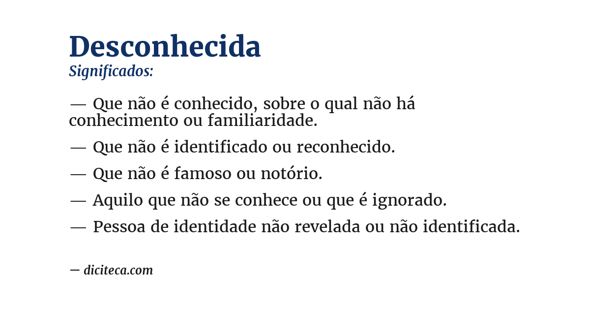 Significado de desconhecida