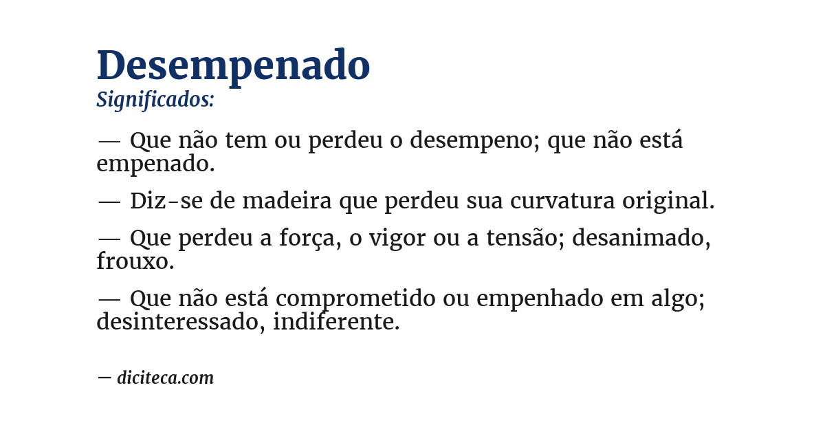 Significado de desempenado