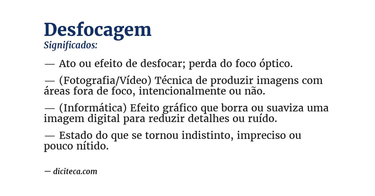 Significado de desfocagem