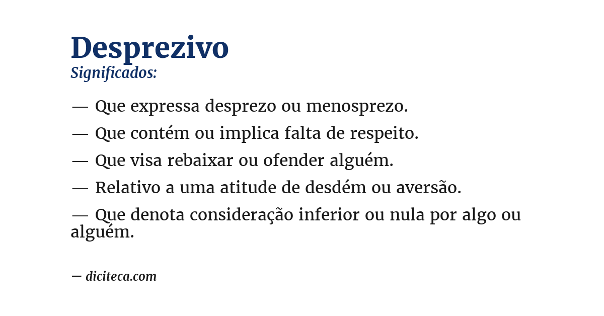 Significado de desprezivo