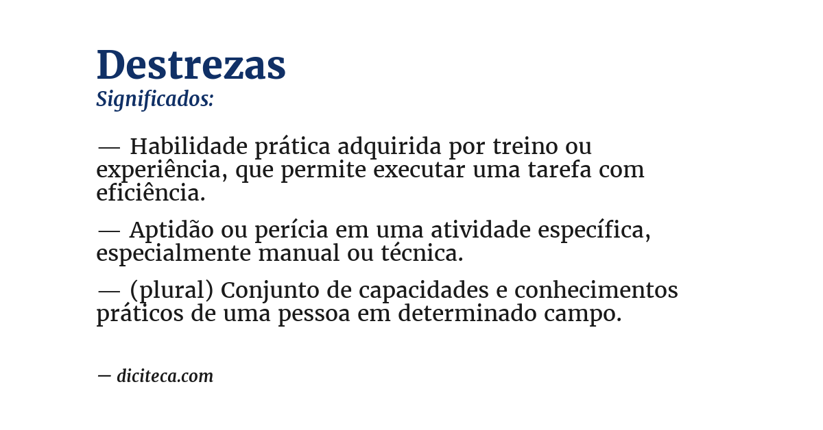 Significado de destrezas