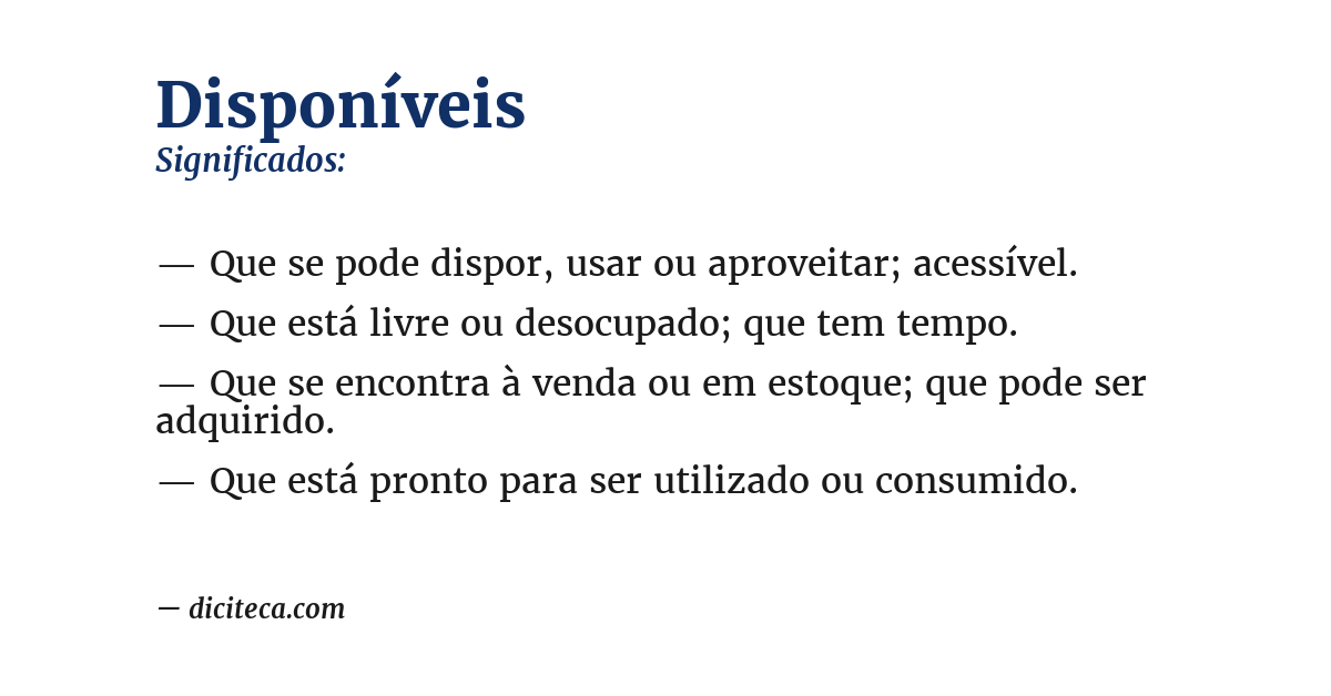 Significado de disponíveis