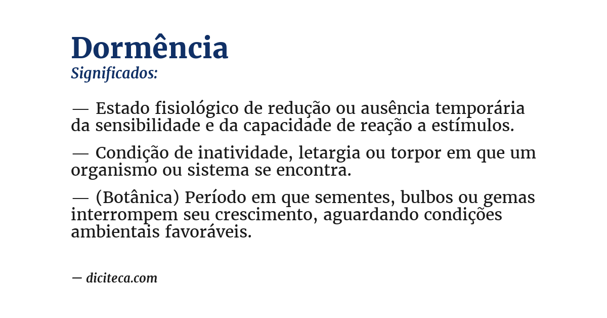 Significado de dormência