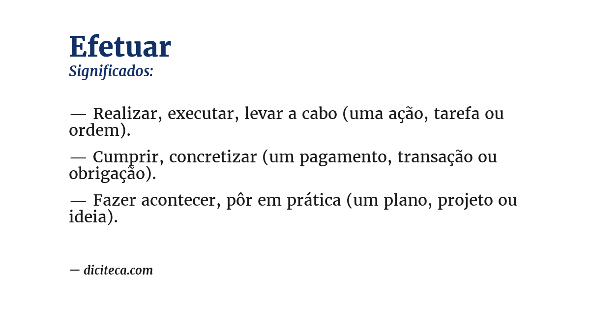 Significado de efetuar