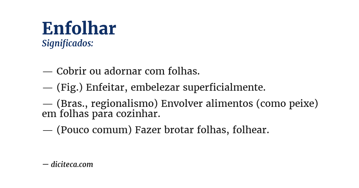 Significado de enfolhar