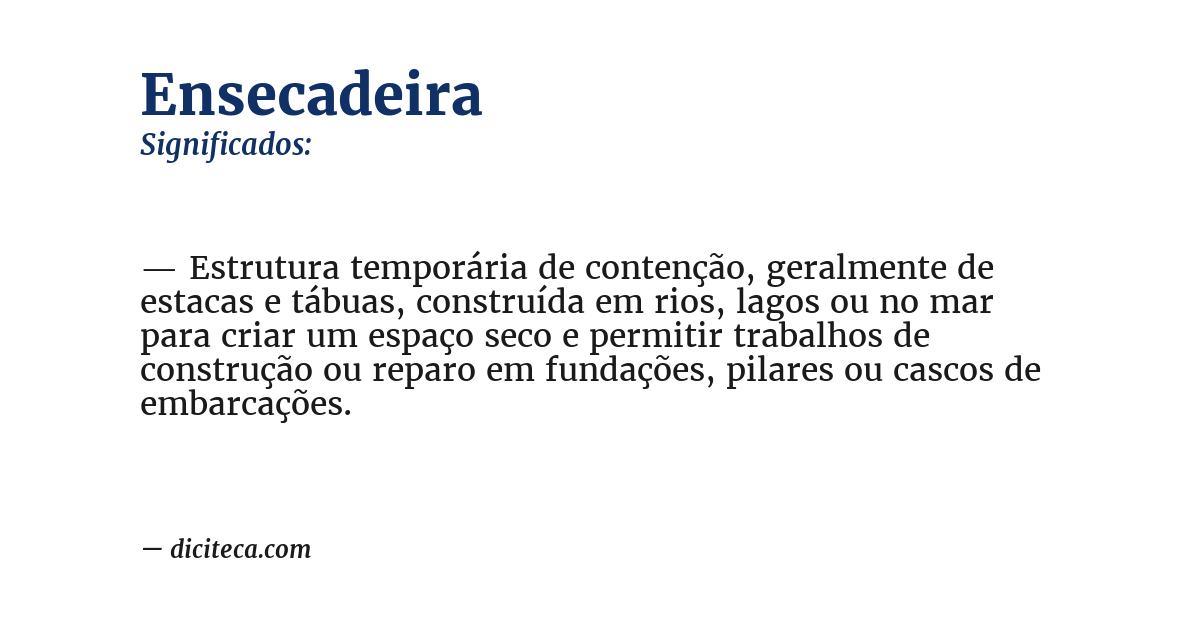 Significado de ensecadeira