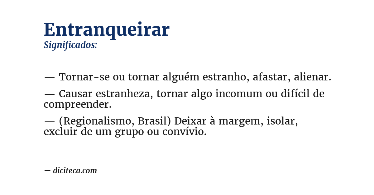 Significado de entranqueirar