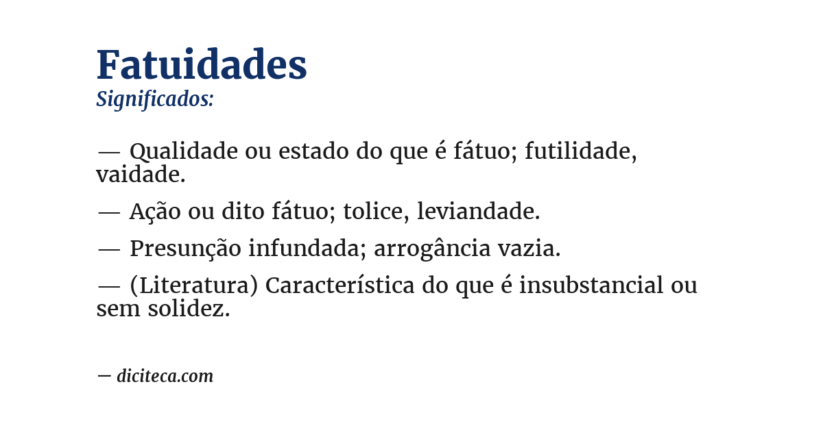 Significado de fatuidades