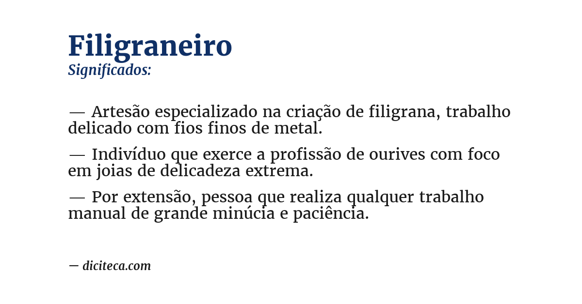 Significado de filigraneiro
