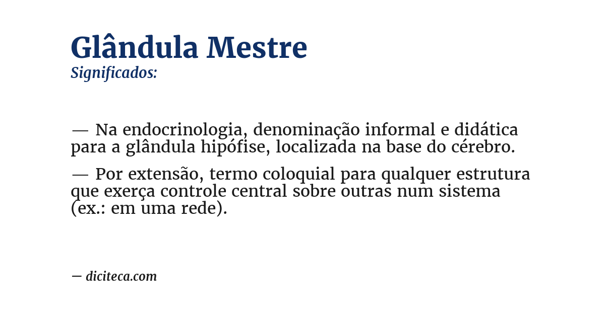 Significado de glândula mestre