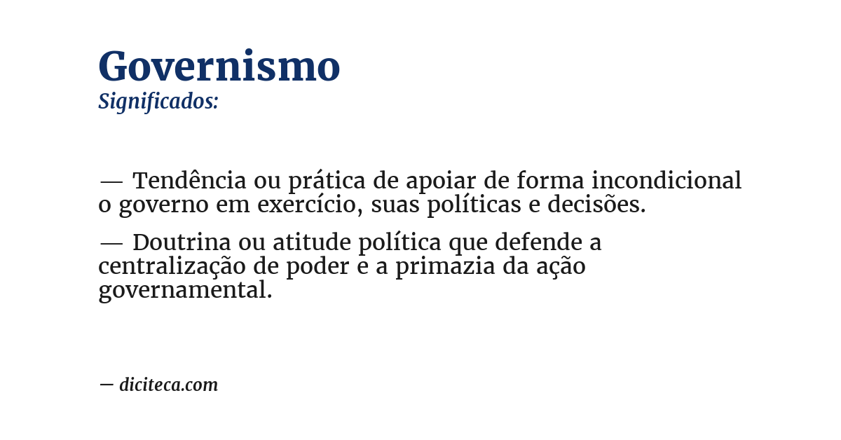 Significado de governismo