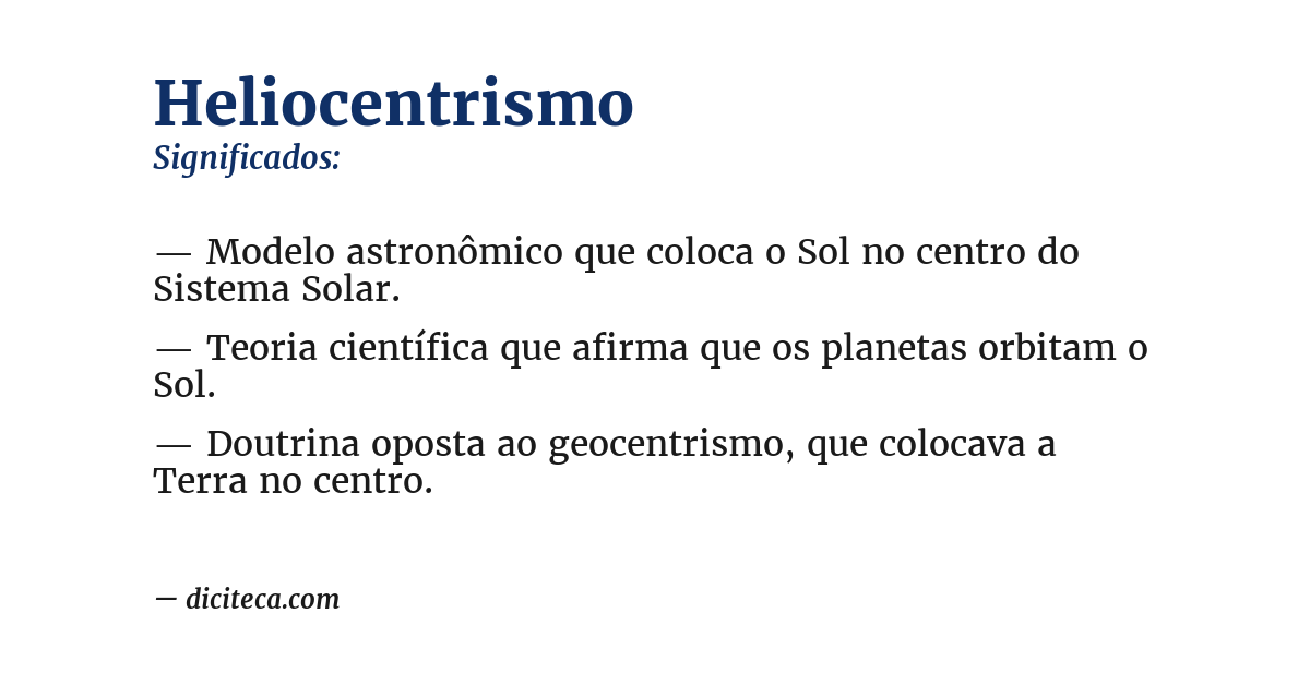 Significado de heliocentrismo