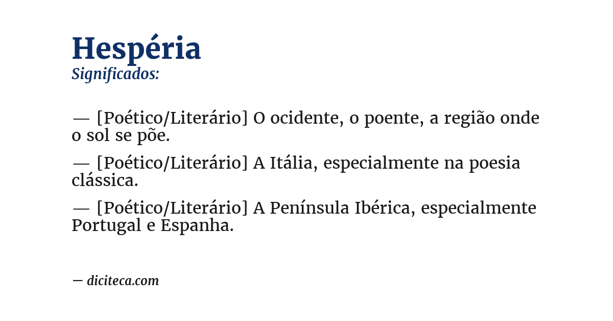 Significado de hespéria
