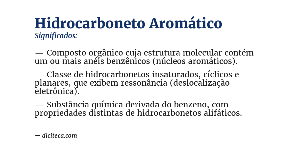 Significado de hidrocarboneto aromático