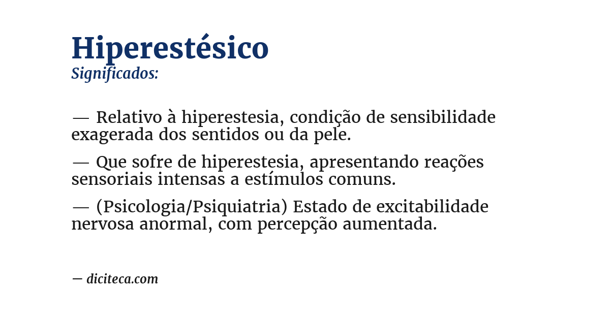 Significado de hiperestésico