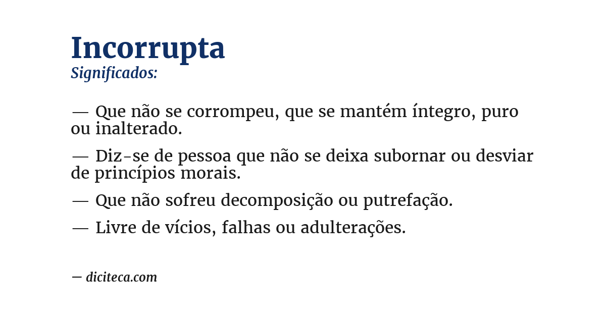 Significado de incorrupta